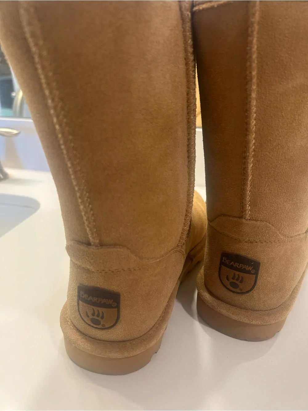 BearPaw Women's Tall Suede Boots in Chestnut